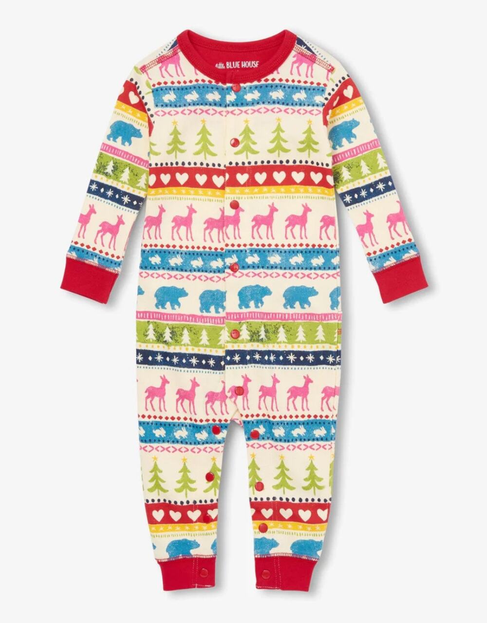 Little Blue House Baby Cream Fair Isle Union Suit 12-18 months VGUC